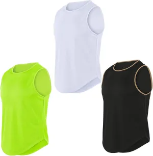 HNVAVQ 3 Pack Men's Running Tank Tops Breathable Workout Sleeveless Gym Fitness Vest Quick Dry Training T-Shirts