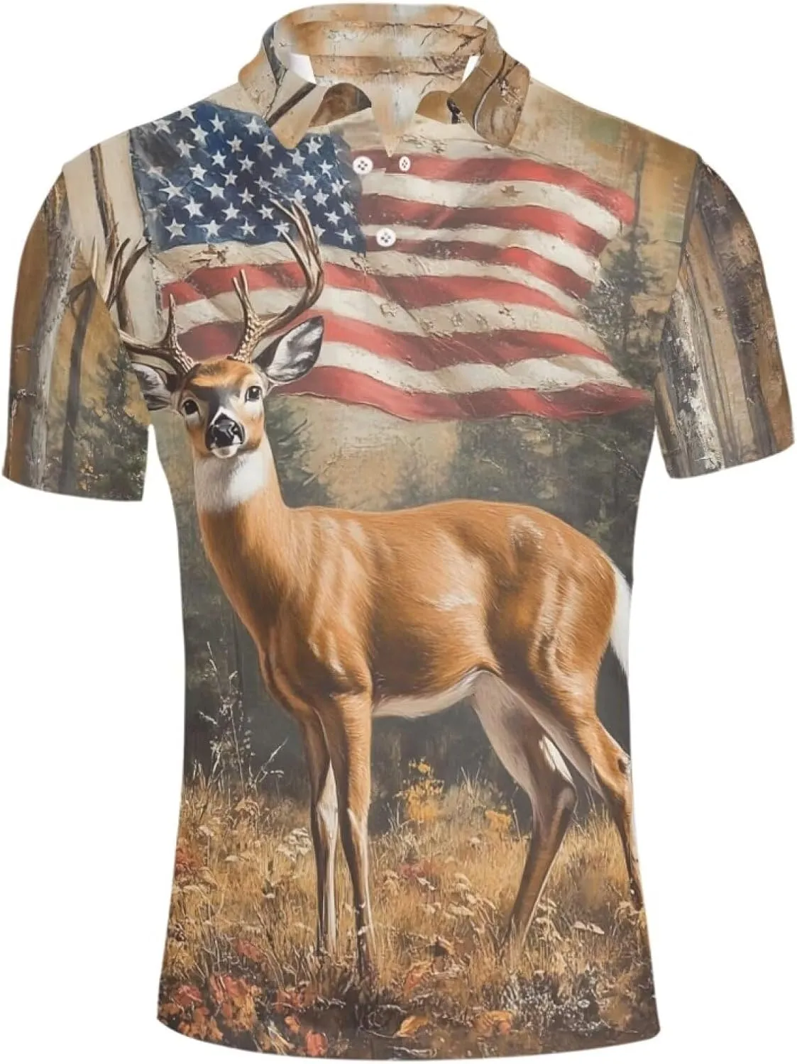 HUGS IDEA Retro Men's Casual Shirt Skull Short Sleevee T-Shirts