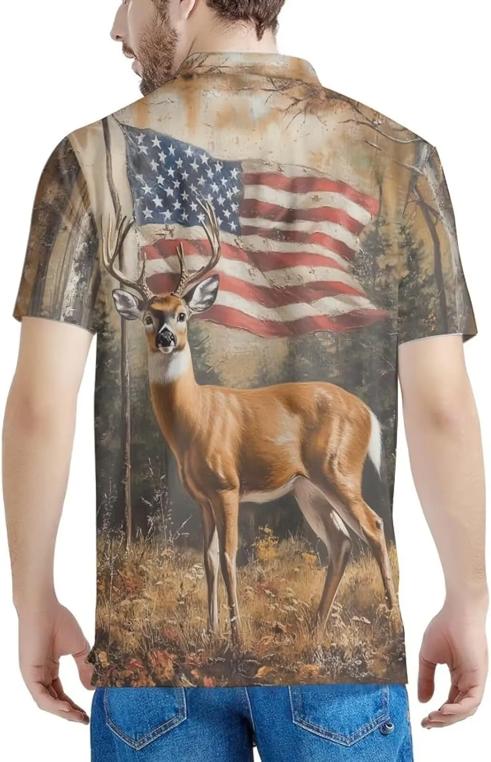 HUGS IDEA Retro Men's Casual Shirt Skull Short Sleevee T-Shirts