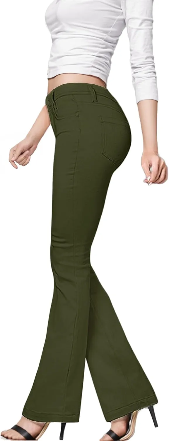 Hybrid & Company Womens Hyper Ultra Stretch Comfy Boot Cut Leg Flare Work Casual Pants