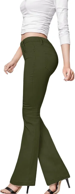 Hybrid & Company Womens Hyper Ultra Stretch Comfy Boot Cut Leg Flare Work Casual Pants