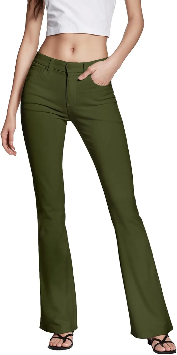 Hybrid & Company Womens Hyper Ultra Stretch Comfy Boot Cut Leg Flare Work Casual Pants