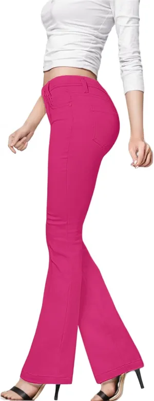 Hybrid & Company Womens Hyper Ultra Stretch Comfy Boot Cut Leg Flare Work Casual Pants