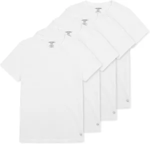JOE BOXER White Undershirts for Men Pack of 4, Men's T-Shirts 4-Pack, Tag Free, Breathable Cotton-Poly Knit