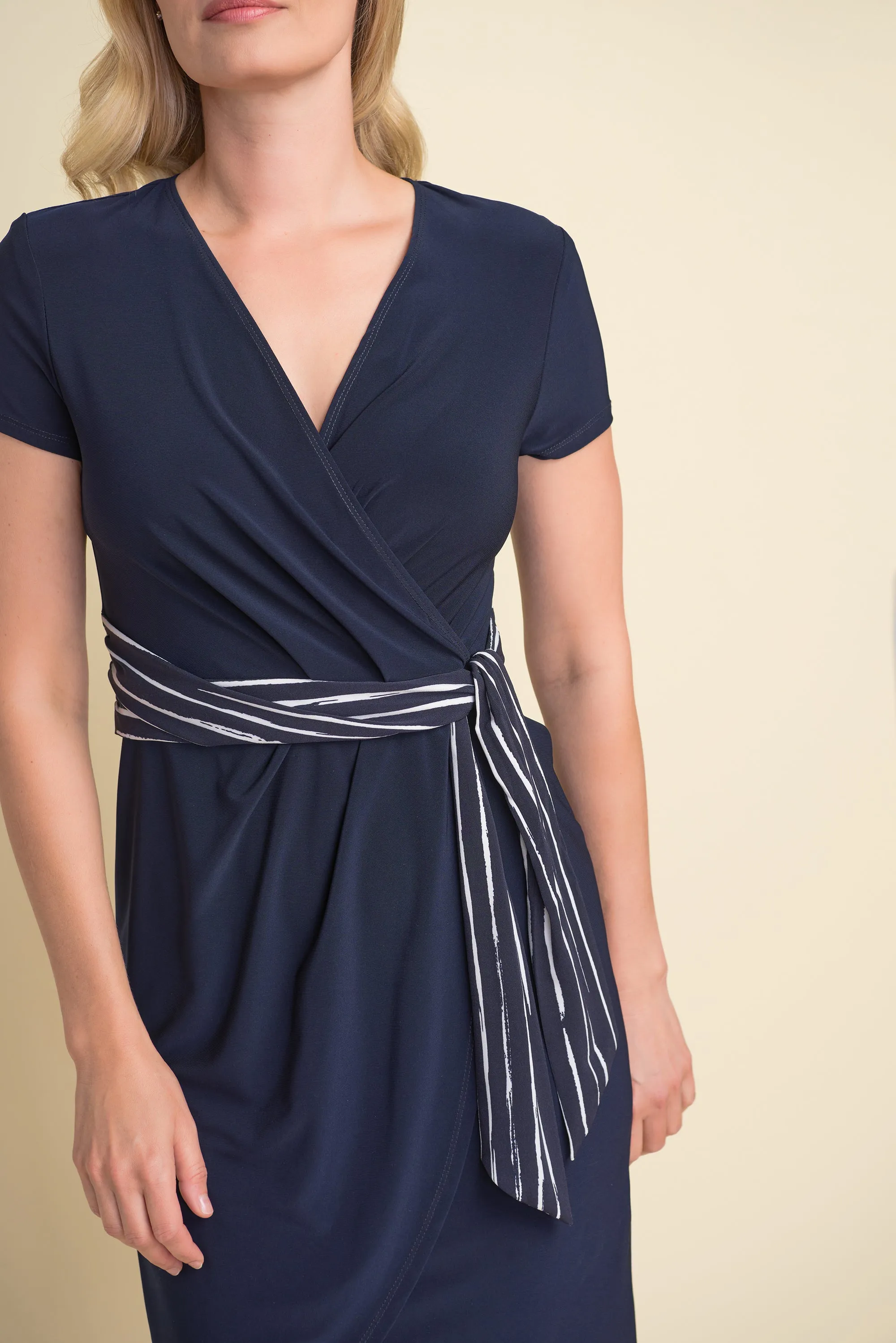 Joseph Ribkoff Striped Tie-Belt Dress