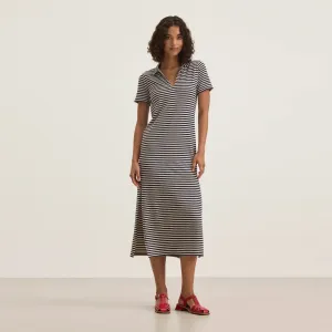 Khan Yarn Dye Jersey Stripe Dress (Navy)