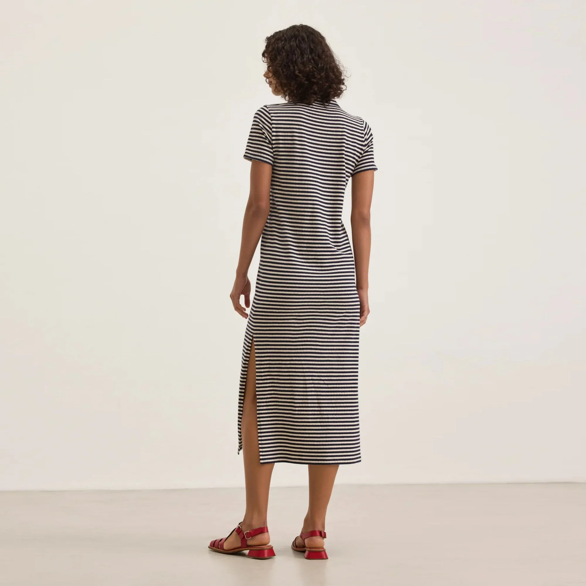 Khan Yarn Dye Jersey Stripe Dress (Navy)