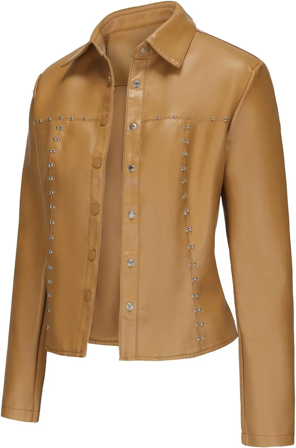 Leather Clothes Fashion Thin Coat Shirts for Girls Women's Leather Jacket Cardigan Button