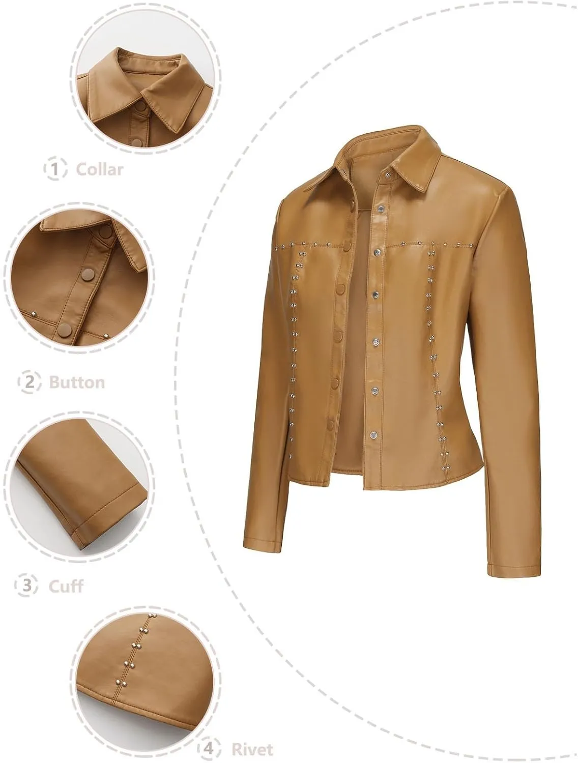 Leather Clothes Fashion Thin Coat Shirts for Girls Women's Leather Jacket Cardigan Button