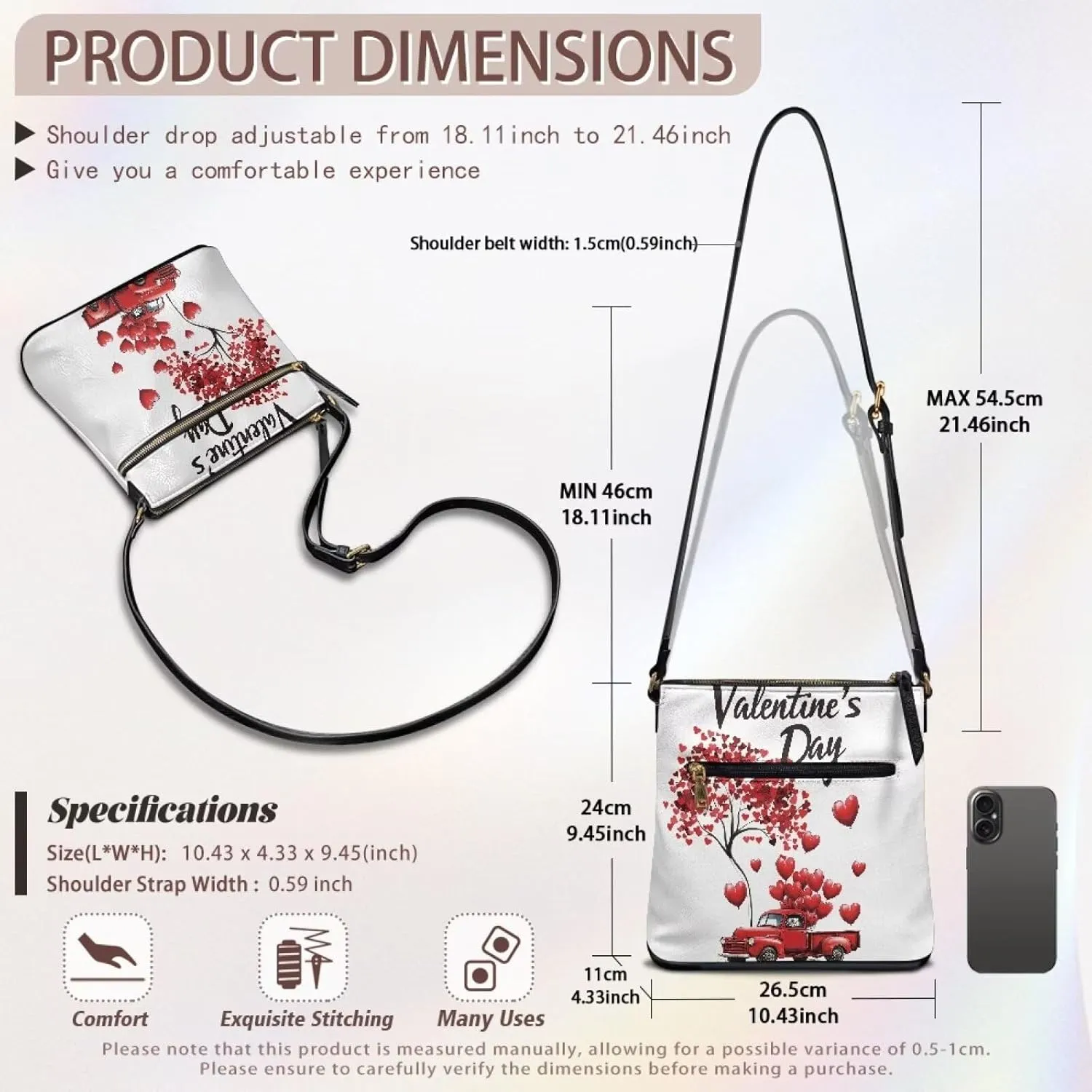 Leather Shoulder Bag with Smooth Zipper for Women Ladies Daily Use