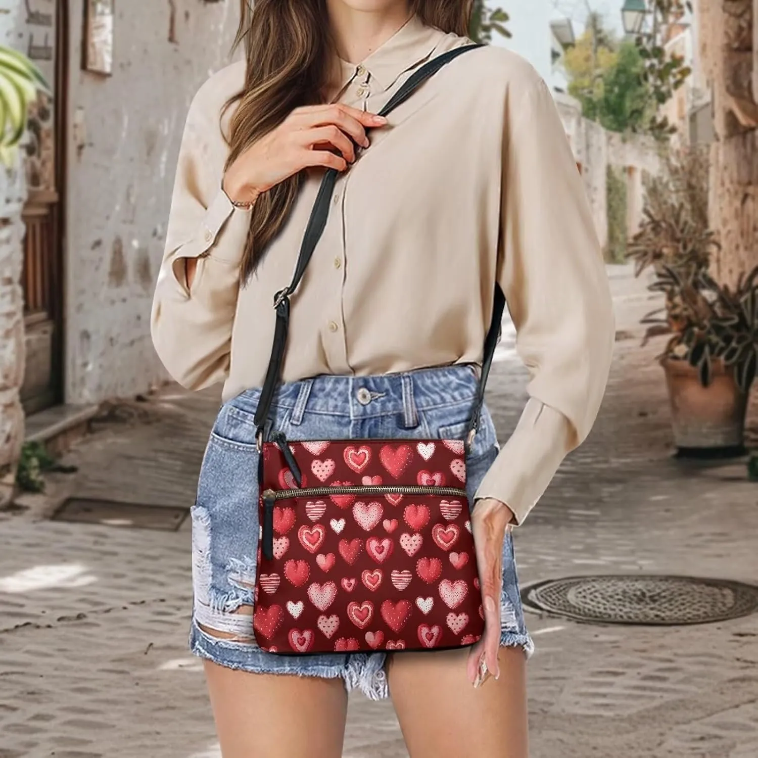 Leather Shoulder Bag with Smooth Zipper for Women Ladies Daily Use