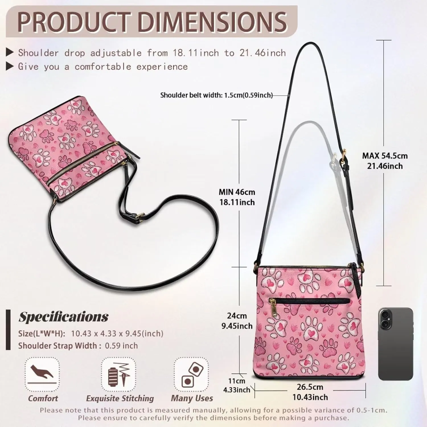 Leather Shoulder Bag with Smooth Zipper for Women Ladies Daily Use