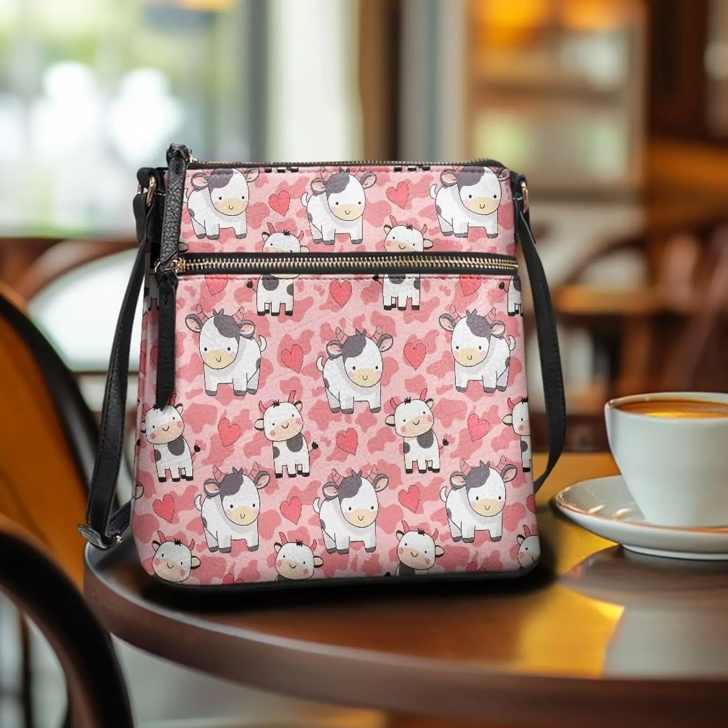 Leather Shoulder Bag with Smooth Zipper for Women Ladies Daily Use
