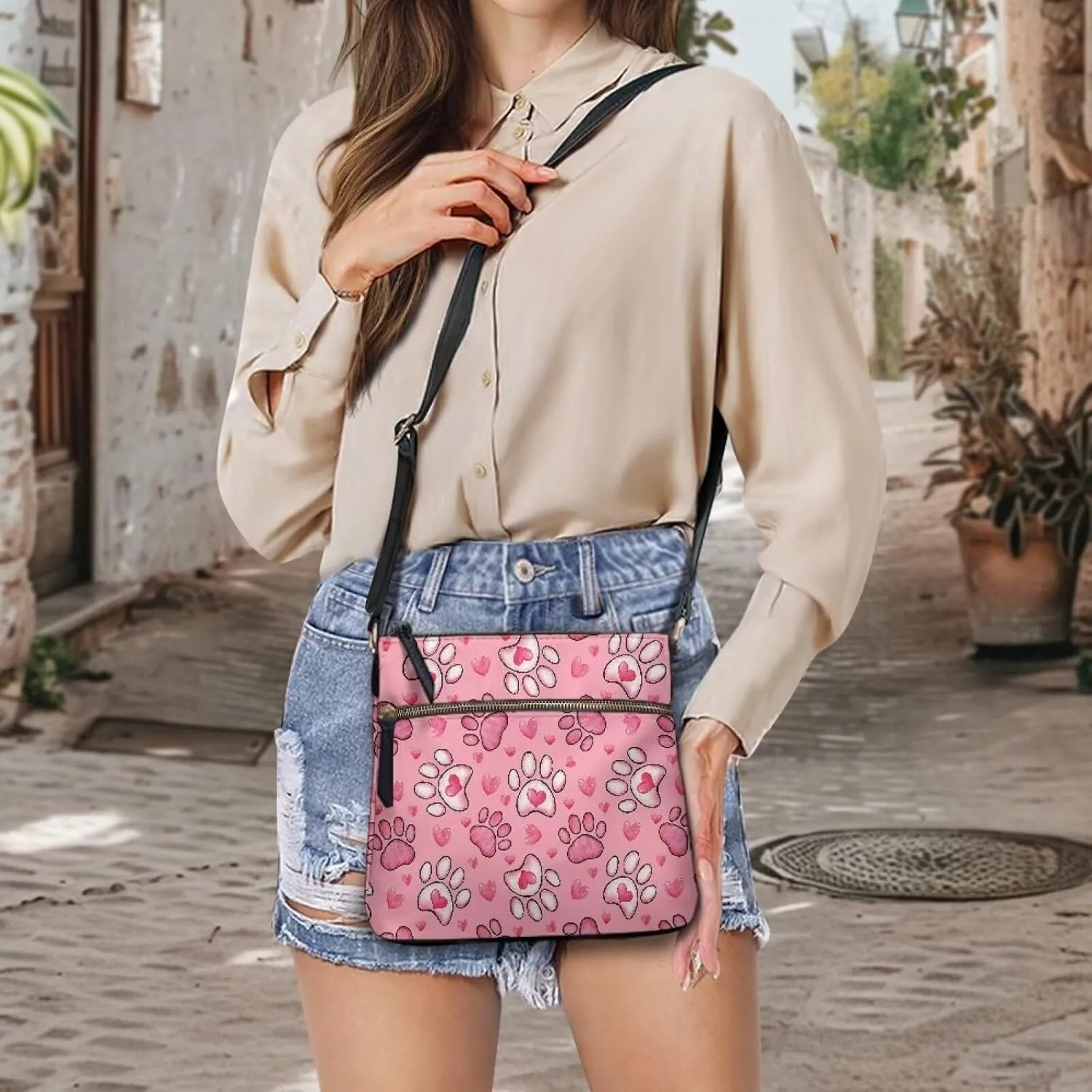 Leather Shoulder Bag with Smooth Zipper for Women Ladies Daily Use