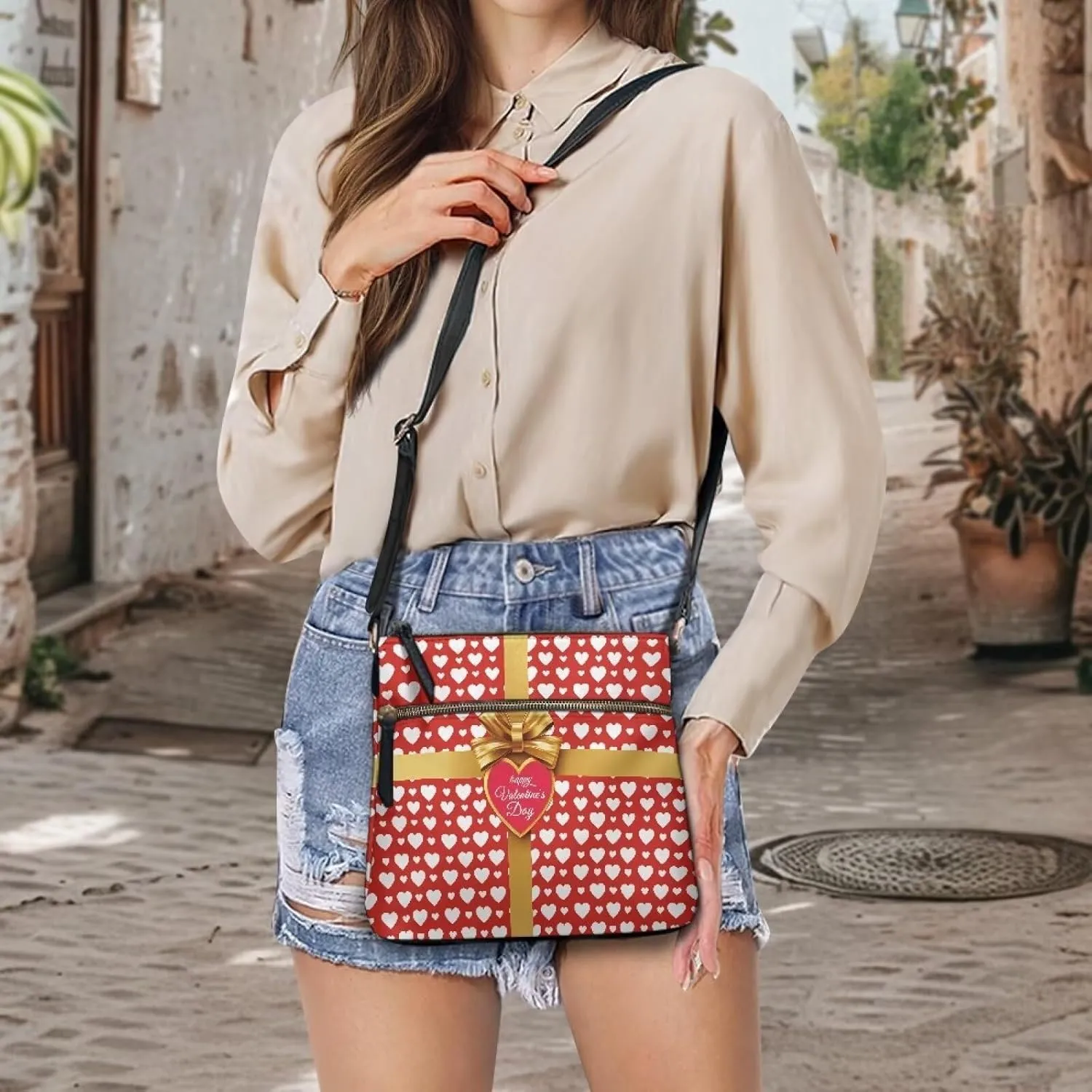 Leather Shoulder Bag with Smooth Zipper for Women Ladies Daily Use