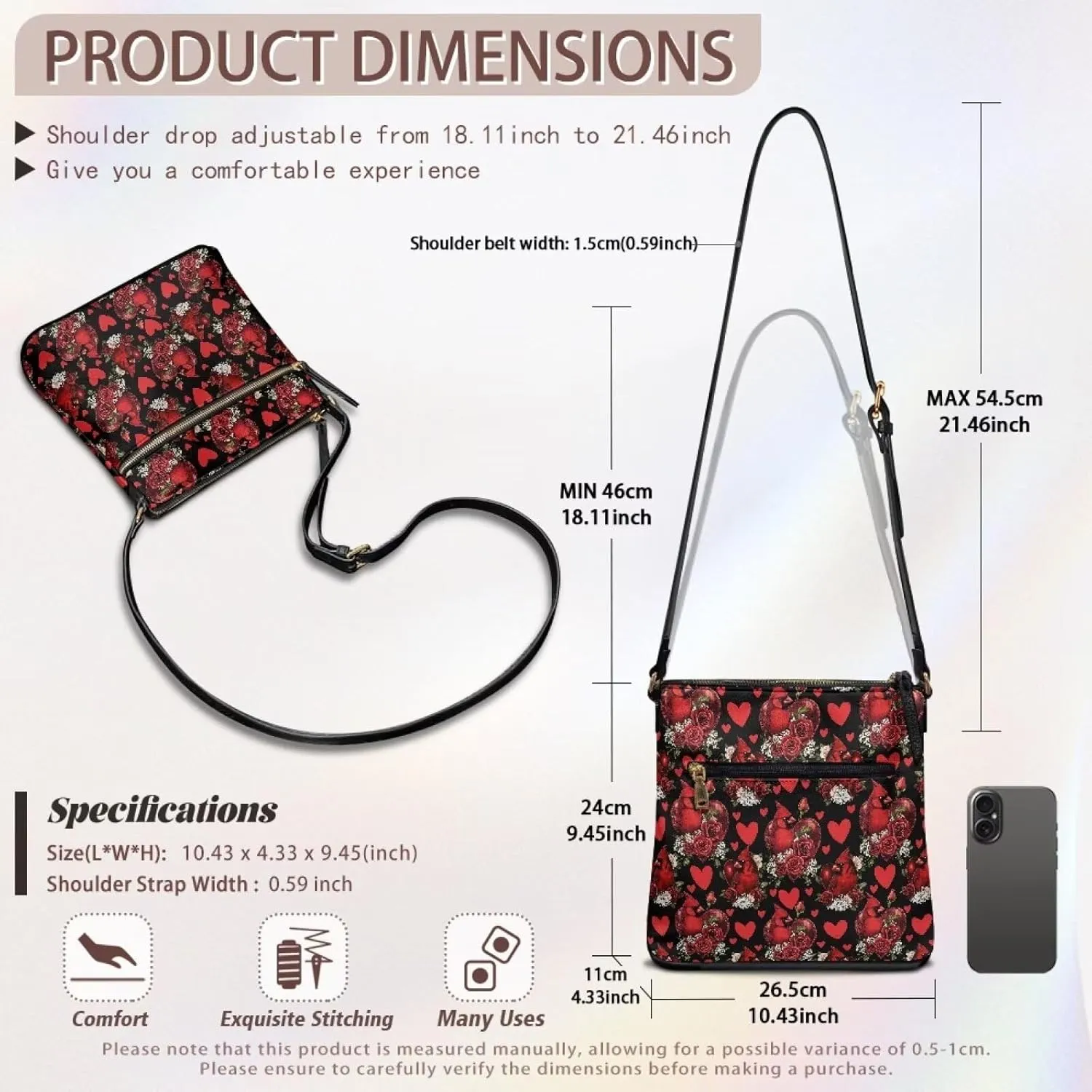 Leather Shoulder Bag with Smooth Zipper for Women Ladies Daily Use