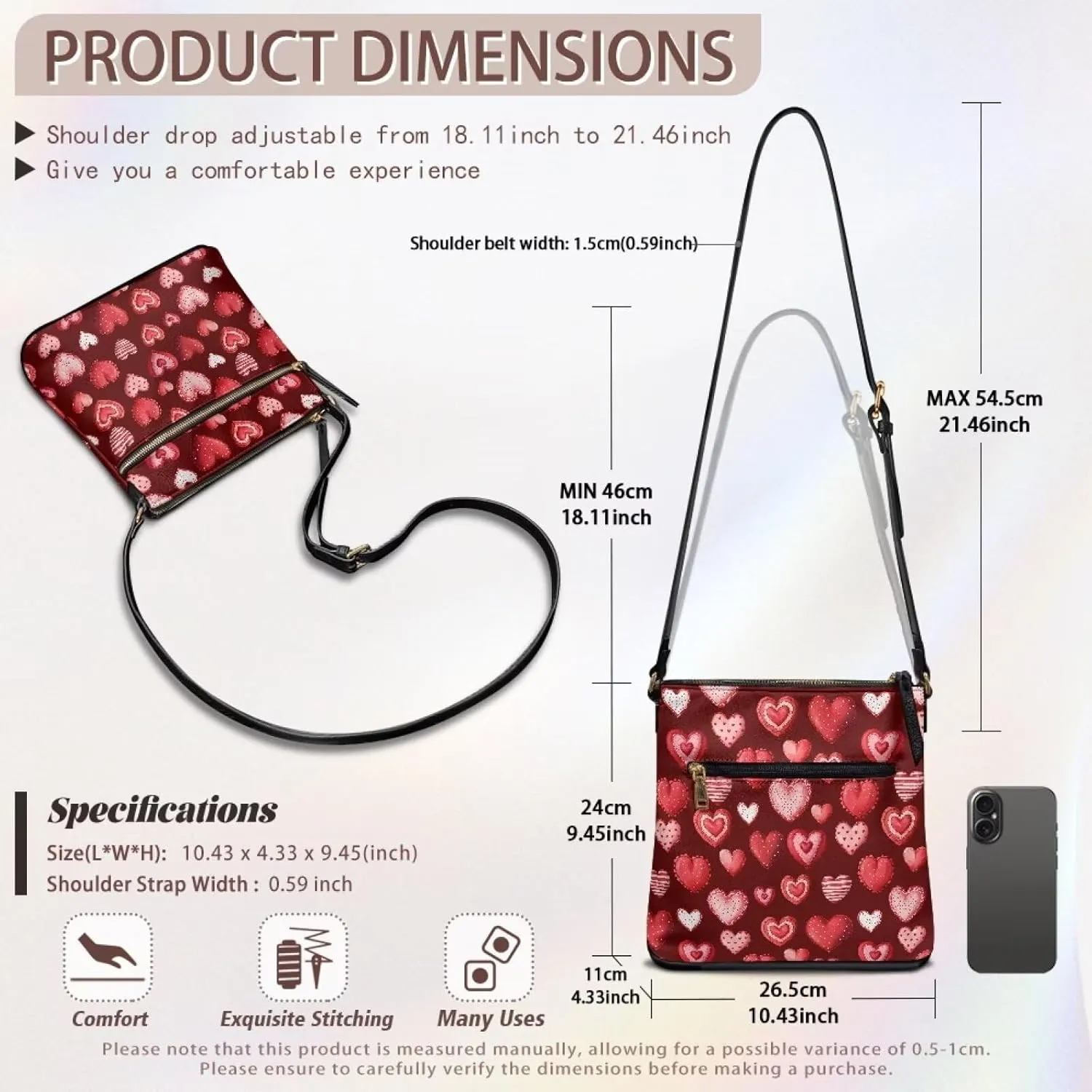 Leather Shoulder Bag with Smooth Zipper for Women Ladies Daily Use