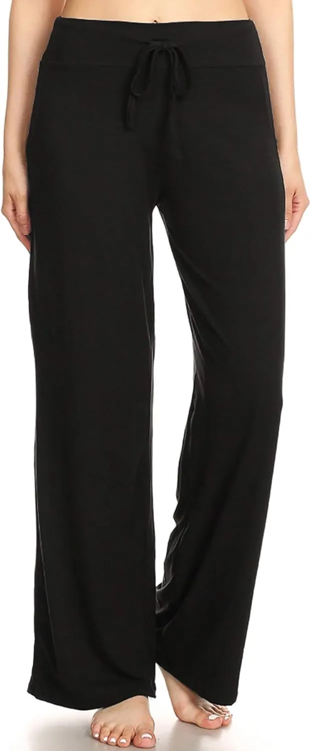 Leggings Depot Women's Drawstring Pajama Pants Wide Leg Casual Comfy Sleepwear for Lounge and Yoga