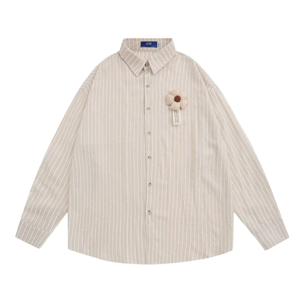 Light weight seersucker stripe soft shirt with pin