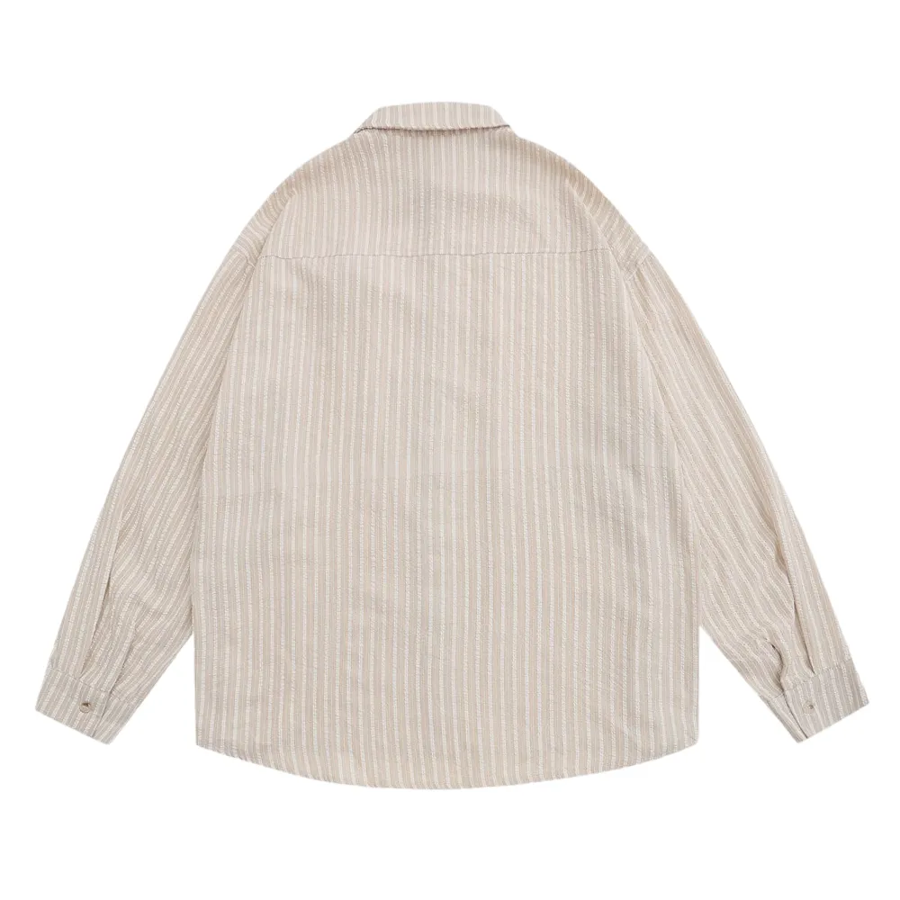 Light weight seersucker stripe soft shirt with pin