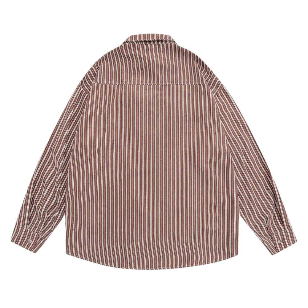 Light weight seersucker stripe soft shirt with pin