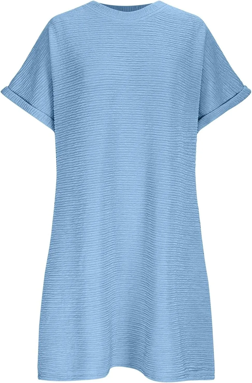 Loose Dress for Women Short Sleeve Crew Neck Smooth Elegant Chiffon Mini Crop Dresses Summer Beach Dress 2025