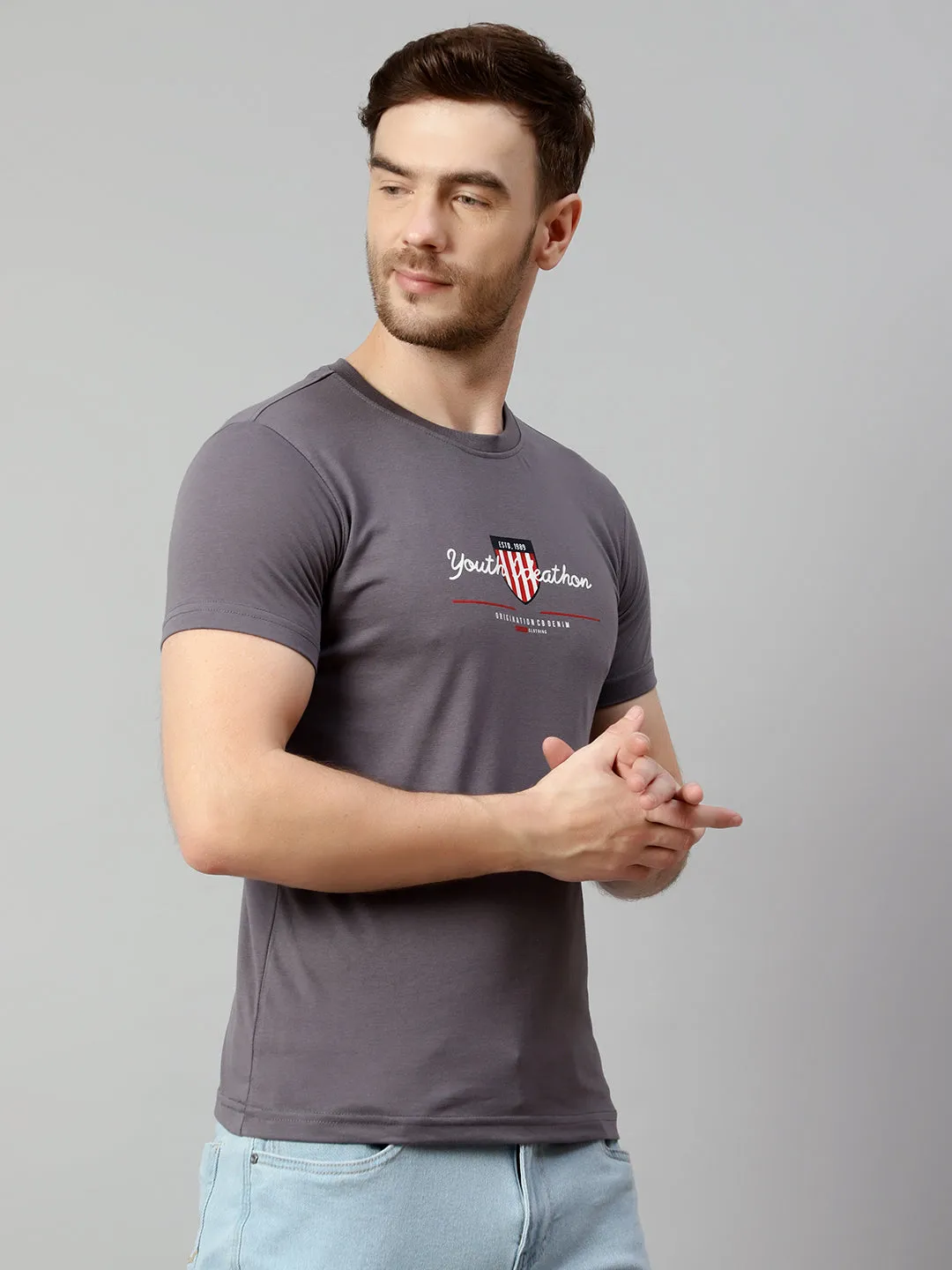 Men Dark Grey T-Shirt
