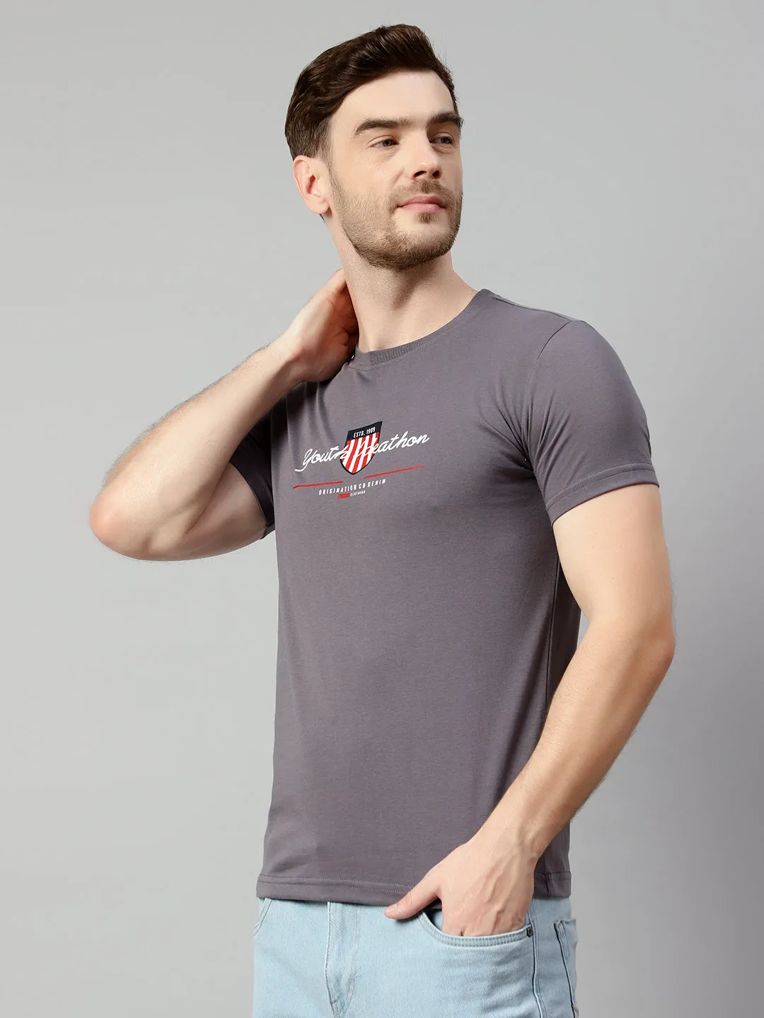 Men Dark Grey T-Shirt