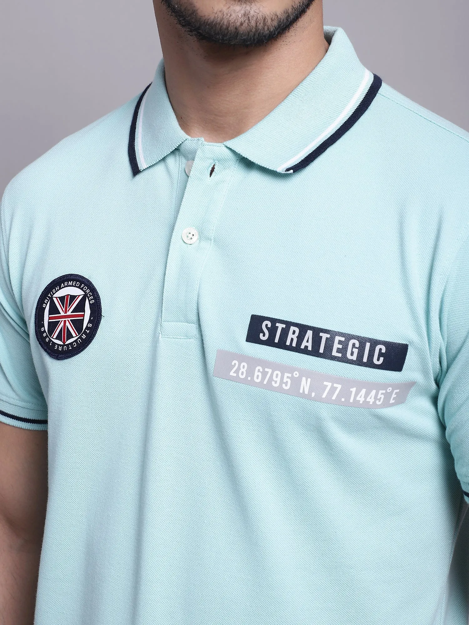 Men Light Blue Casual T-Shirt
