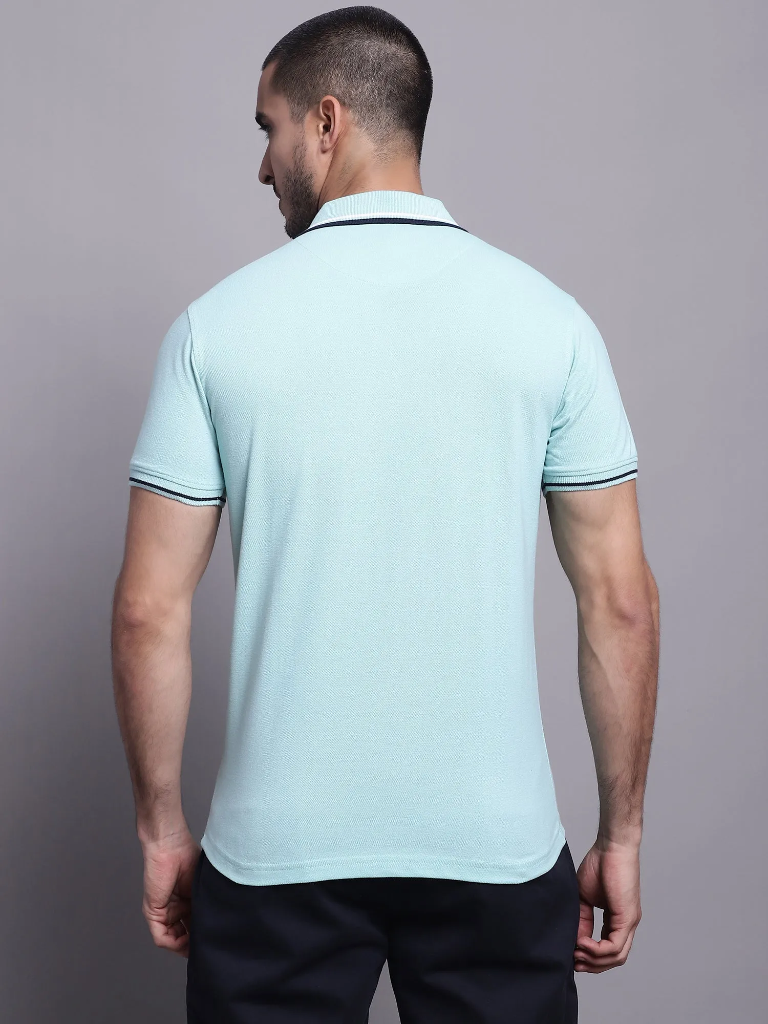 Men Light Blue Casual T-Shirt