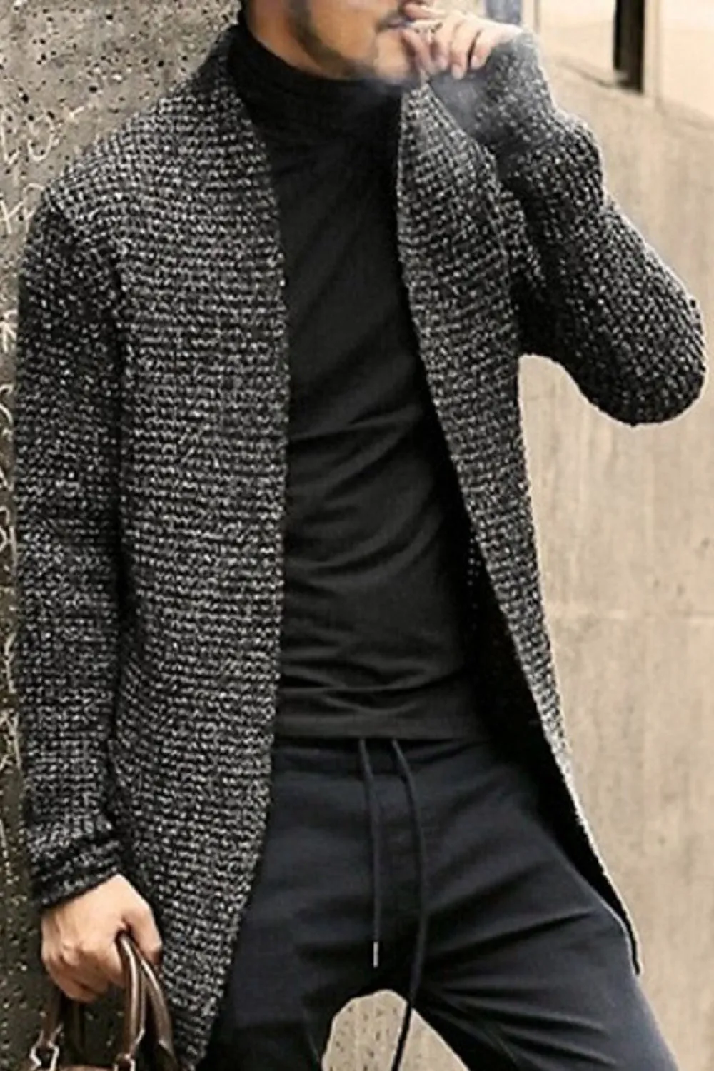 Men Open Front Neckline Full Sleeve Warm Fashionable Cardigan   MC88716