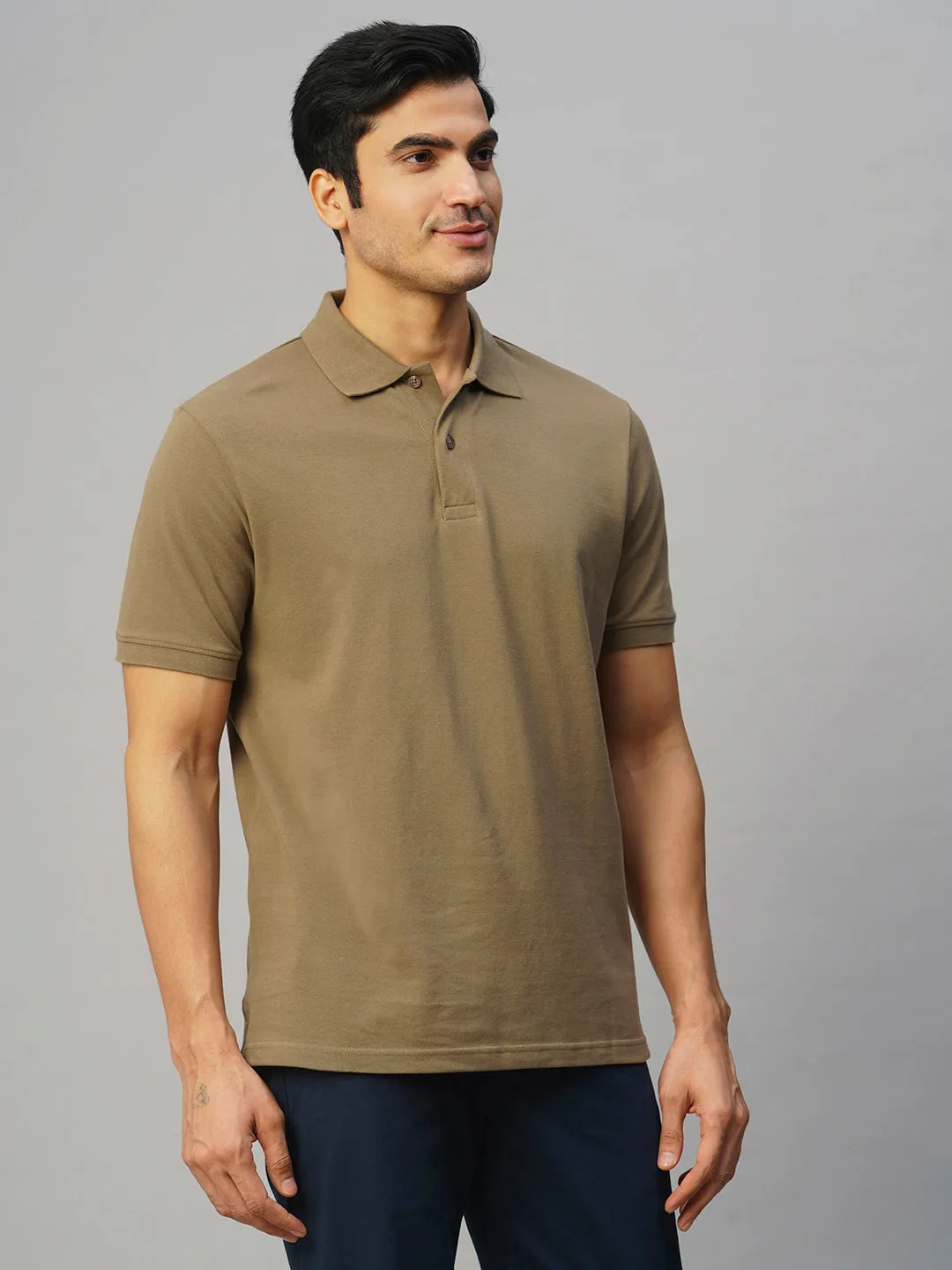 Men's Brown Cotton Regular Fit Tshirt