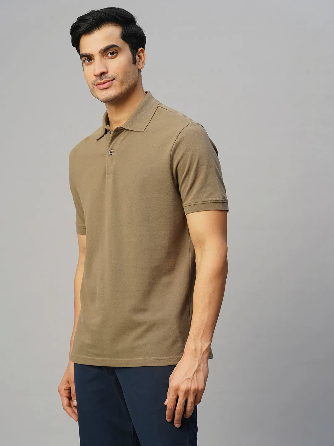 Men's Brown Cotton Regular Fit Tshirt