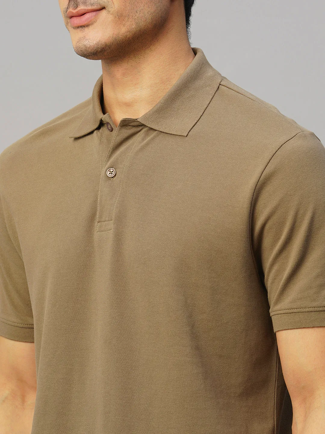 Men's Brown Cotton Regular Fit Tshirt