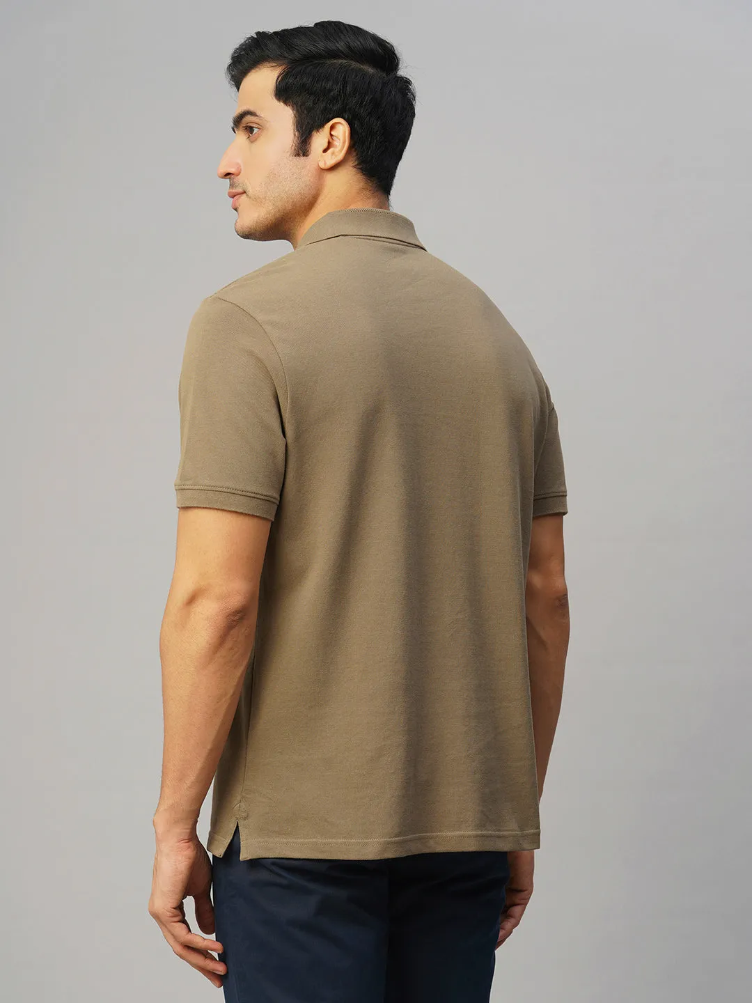 Men's Brown Cotton Regular Fit Tshirt