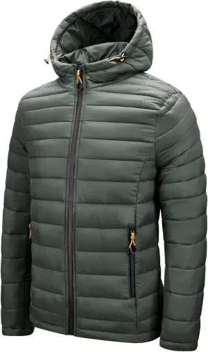Men's Winter Hooded Jacket Male Lightweight Cotton Padded Jackets With Hood Men Drawstring Quilted Casual Thin Coat