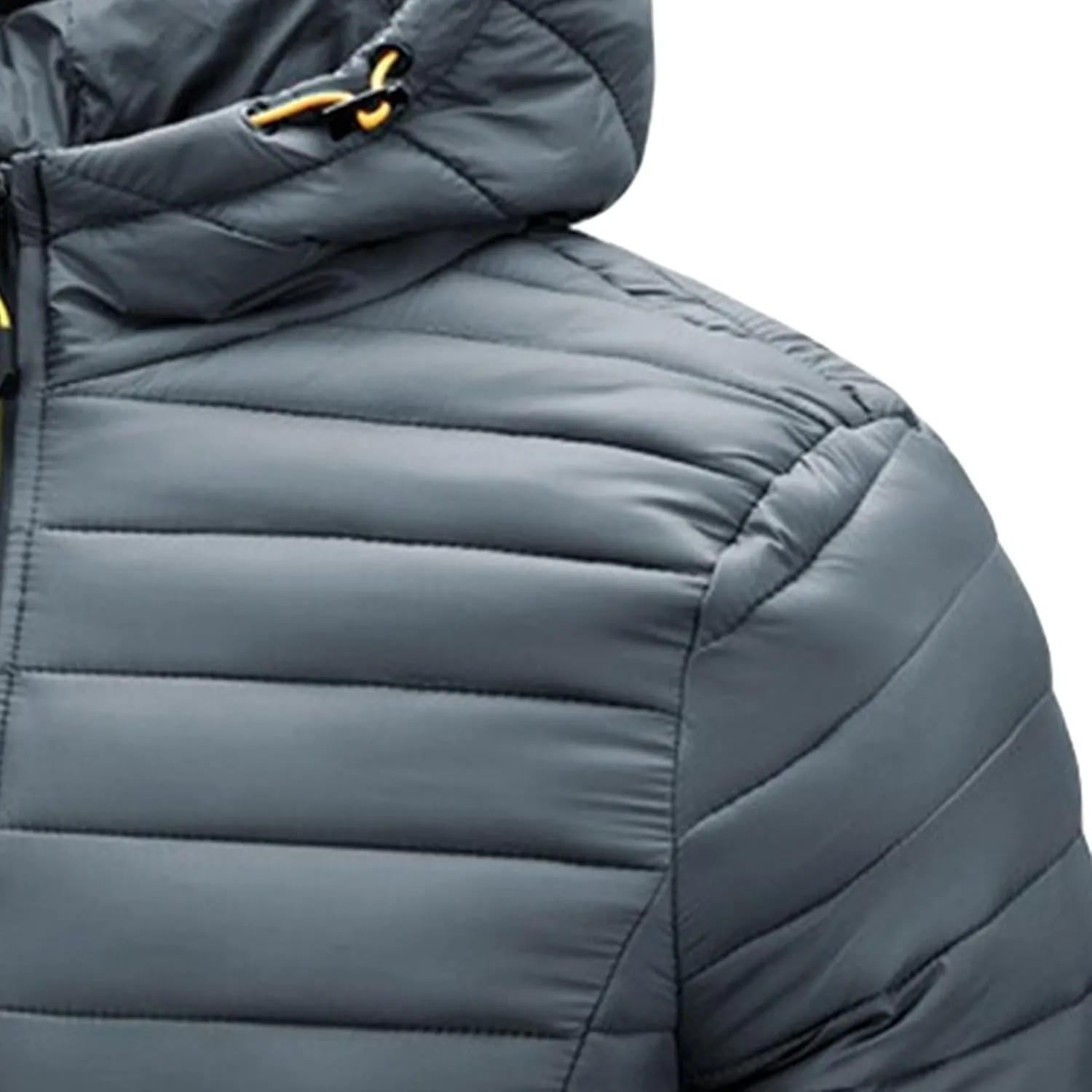 Men's Winter Hooded Jacket Male Lightweight Cotton Padded Jackets With Hood Men Drawstring Quilted Casual Thin Coat