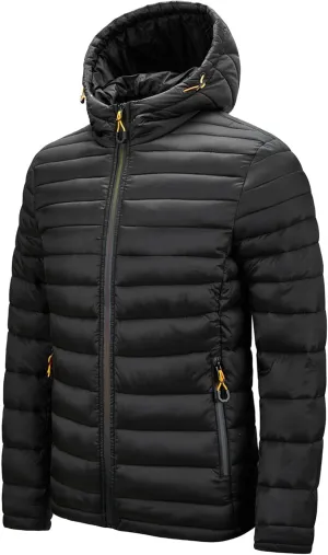 Men's Winter Hooded Jacket Male Lightweight Cotton Padded Jackets With Hood Men Drawstring Quilted Casual Thin Coat