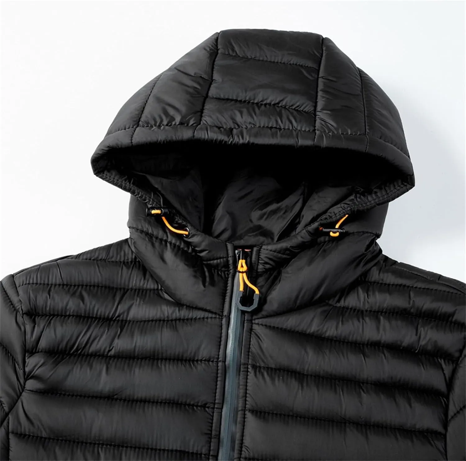 Men's Winter Hooded Jacket Male Lightweight Cotton Padded Jackets With Hood Men Drawstring Quilted Casual Thin Coat