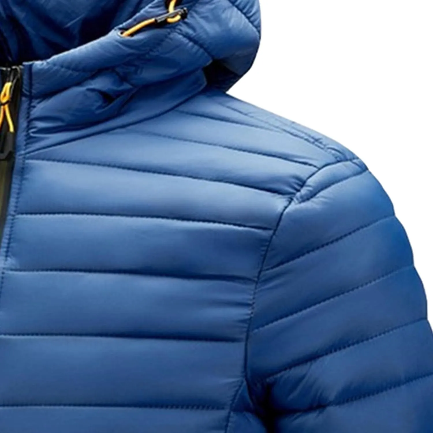 Men's Winter Hooded Jacket Male Lightweight Cotton Padded Jackets With Hood Men Drawstring Quilted Casual Thin Coat