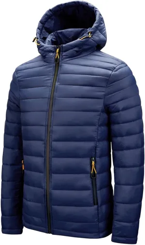 Men's Winter Hooded Jacket Male Lightweight Cotton Padded Jackets With Hood Men Drawstring Quilted Casual Thin Coat