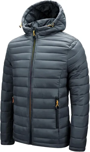 Men's Winter Hooded Jacket Male Lightweight Cotton Padded Jackets With Hood Men Drawstring Quilted Casual Thin Coat