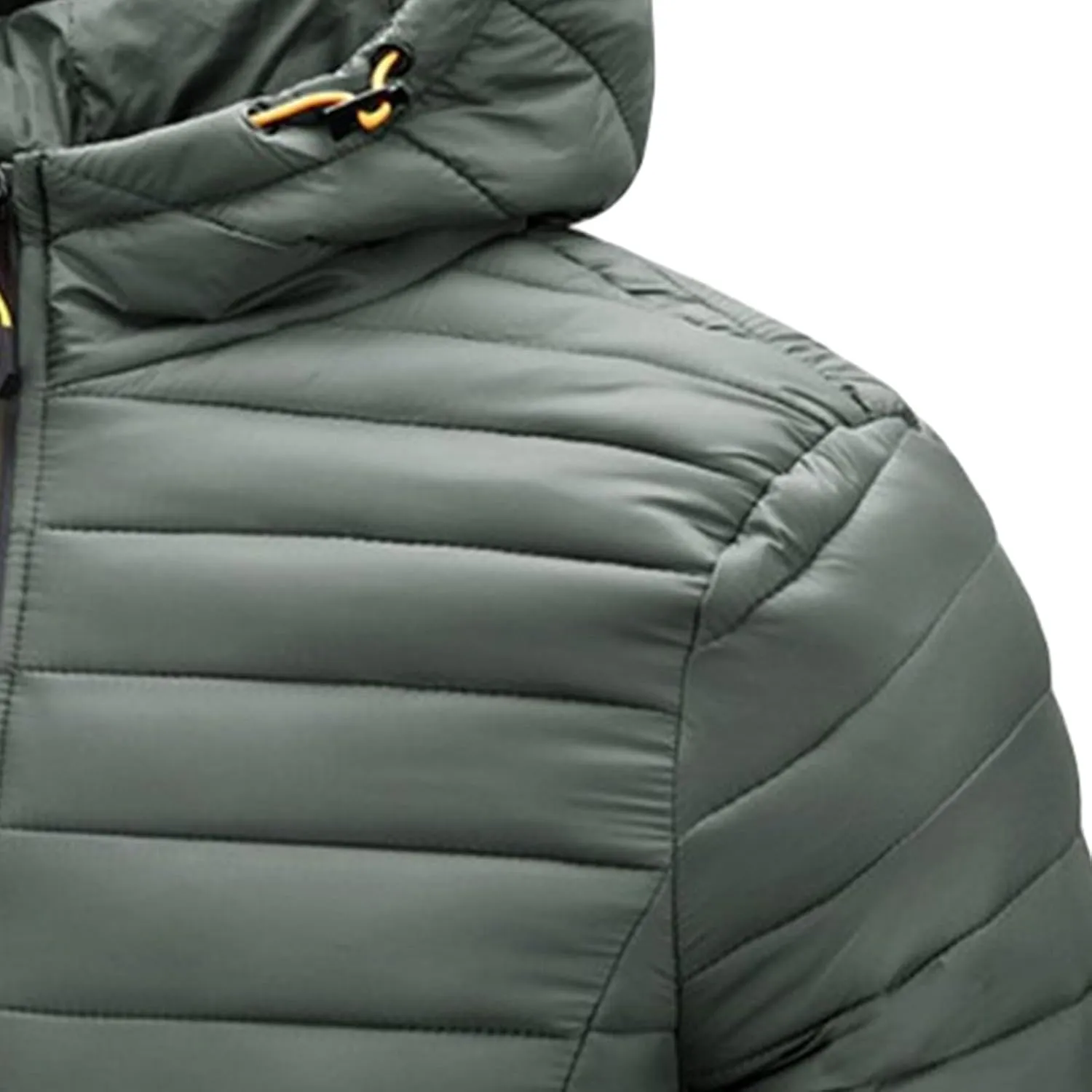 Men's Winter Hooded Jacket Male Lightweight Cotton Padded Jackets With Hood Men Drawstring Quilted Casual Thin Coat