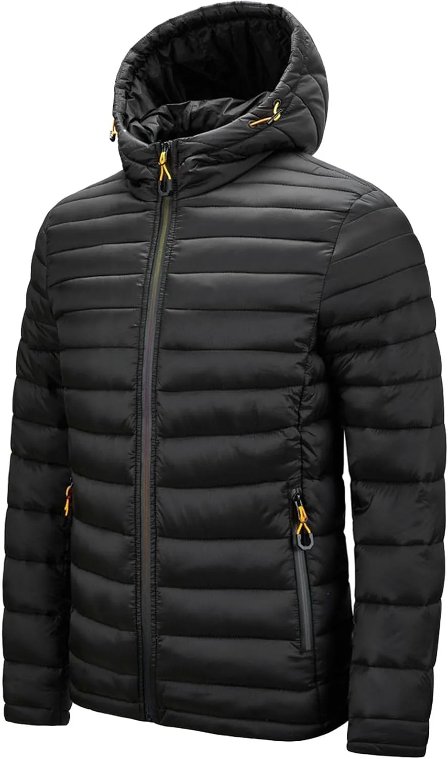 Men's Winter Hooded Jacket Male Lightweight Cotton Padded Jackets With Hood Men Drawstring Quilted Casual Thin Coat