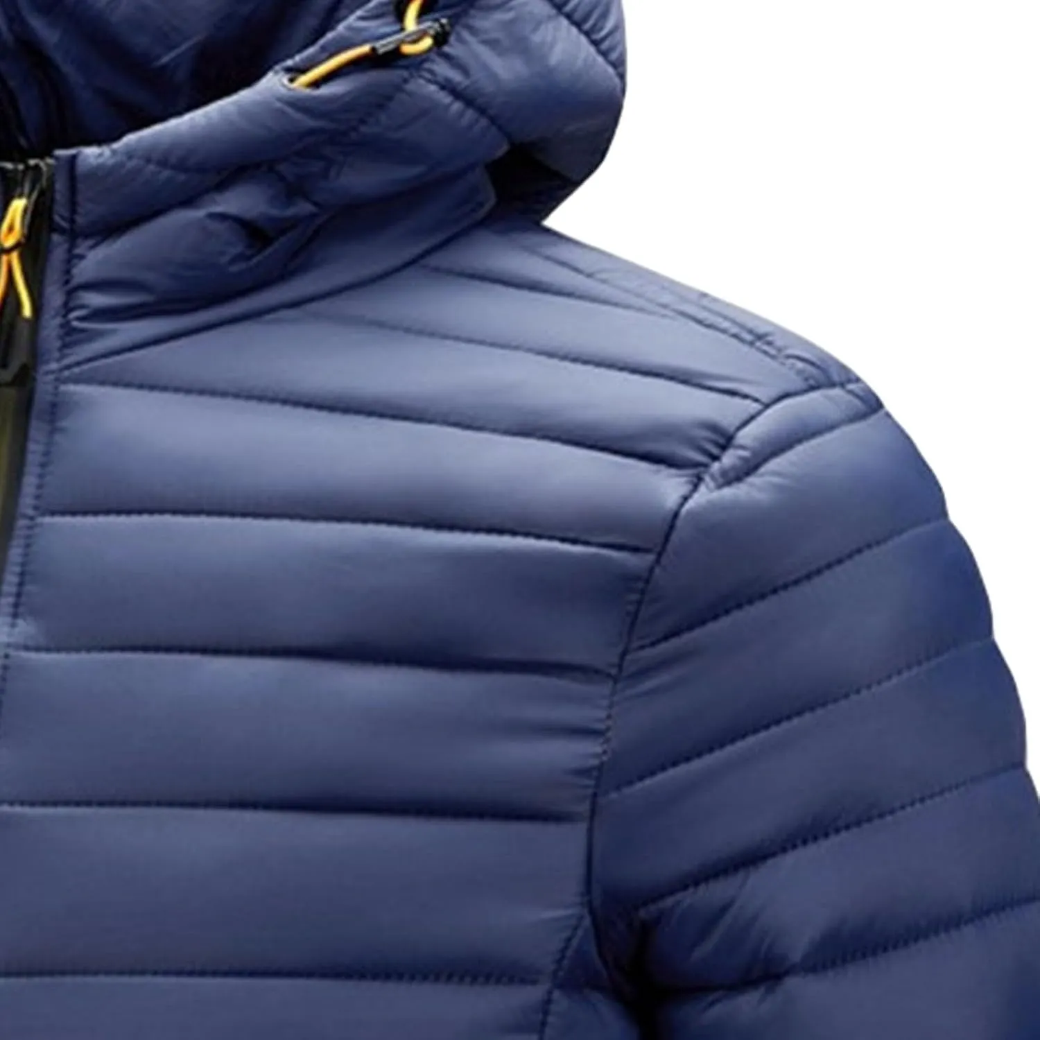 Men's Winter Hooded Jacket Male Lightweight Cotton Padded Jackets With Hood Men Drawstring Quilted Casual Thin Coat