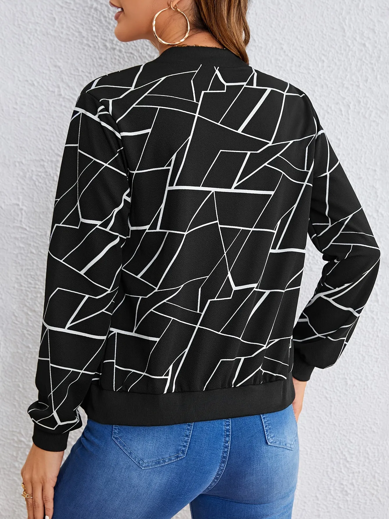 MILA |  Artistic Pattern Zip-Up Jacket