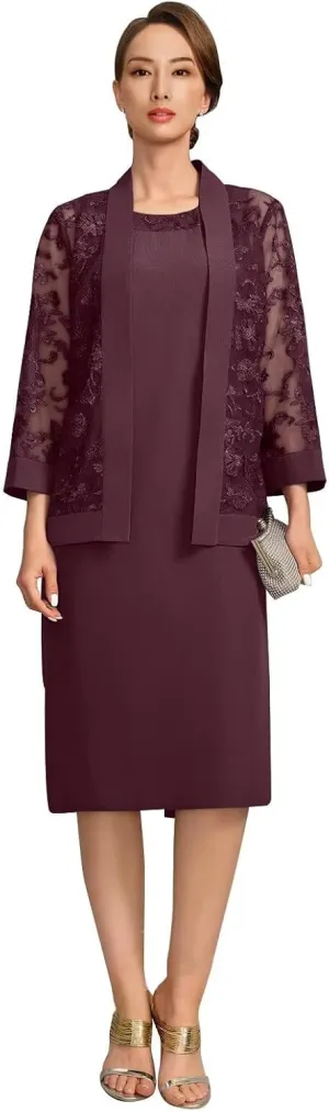 Mother of The Bride Dresses with Lace Jacket Formal Evening Gowns for Women Mother of The Groom Wedding Guest Dress