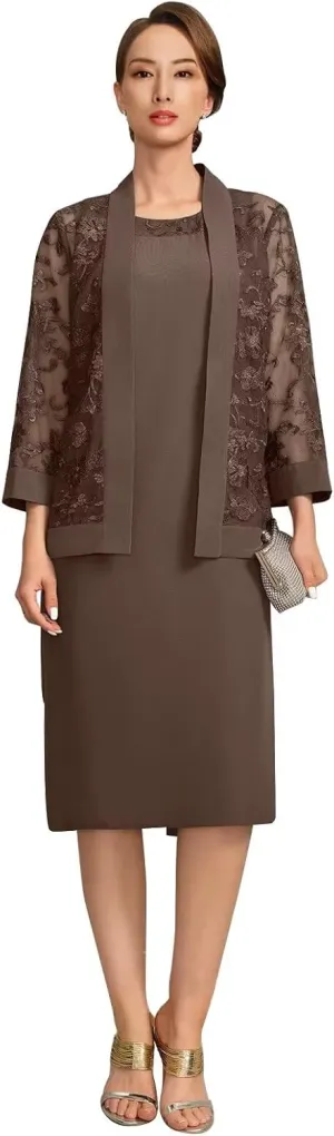 Mother of The Bride Dresses with Lace Jacket Formal Evening Gowns for Women Mother of The Groom Wedding Guest Dress