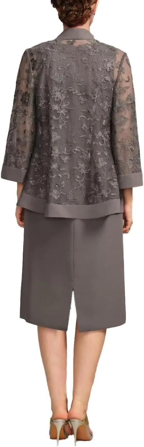 Mother of The Bride Dresses with Lace Jacket Formal Evening Gowns for Women Mother of The Groom Wedding Guest Dress