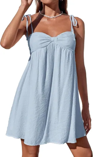 Narecte Casual Summer Dresses for Women 2025 Flowy Sun Dress Mini Slip Dress Cute Spaghetti Strap Dress